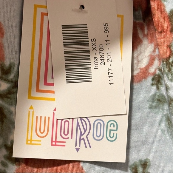 LulaRoe Irma Tunic Short Sleeve Rose Soft Light Blue White Red XXS-XS 00-0 - Picture 8 of 13